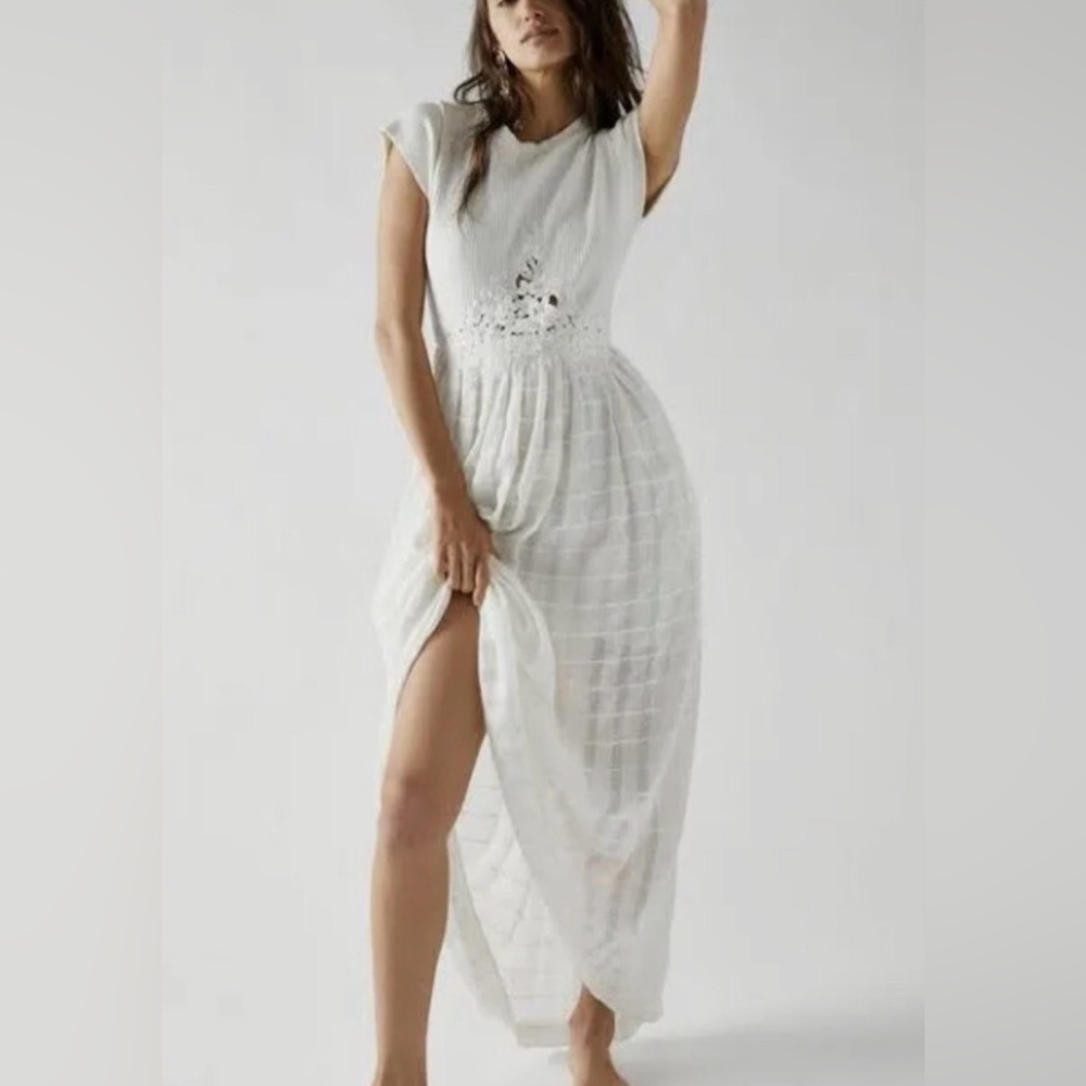 Free People White Low Back Maxi Dress